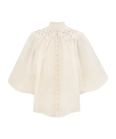 Zimmermann Embroidered Blouse "coco" In White