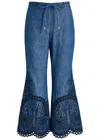 ZIMMERMANN ZIMMERMANN COCO EMBROIDERED CHAMBRAY TROUSERS