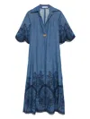 Zimmermann Coco Embroidered Denim Long Dress