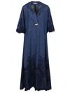 Zimmermann Coco Embroidered Denim Long Dress In Blue