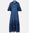 Zimmermann Coco Embroidered Denim Long Dress