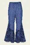 Zimmermann Coco Embroidered Denim Pant In Railway Blue