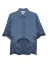 Zimmermann Coco Embroidered Denim Shirt In Blue