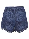 Zimmermann Coco Embroidered Denim Short In Blue