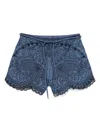 Zimmermann Womens Railway Blue Coco Embroidered Denim Shorts Xs