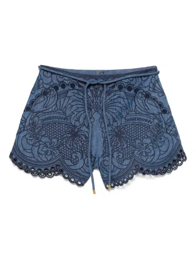 Zimmermann Coco Embroidered Denim Shorts