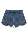 Zimmermann Womens Railway Blue Coco Embroidered Denim Shorts In Blue