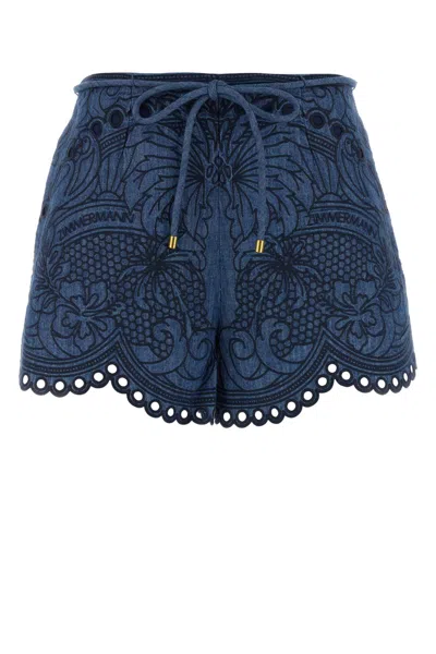 Zimmermann Coco Embroidered Denim Shorts