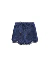 Zimmermann Coco Embroidered Denim Shorts With Scalloped Hemline In Blue