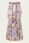Zimmermann Coco Fit And Flare Midi Skirt In Powder Blue Multi Floral