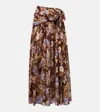 Zimmermann Coco Belted Pleated Floral-print Cotton-voile Maxi Skirt