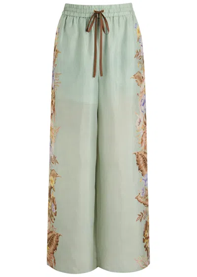 ZIMMERMANN ZIMMERMANN COCO FLORAL-PRINTED SILK TROUSERS