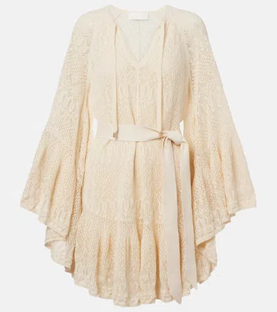 ZIMMERMANN COCO GATHERED LACE MINIDRESS