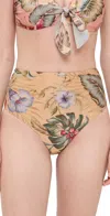 Zimmermann Coco High Waist Bikini Bottoms Tan Multi Floral In Multi