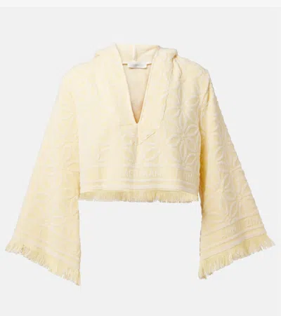 ZIMMERMANN COCO HOODED COTTON TERRY CROP TOP