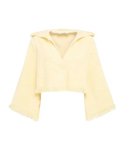 Zimmermann Coco Hooded Cotton Toweling Sweater In Brown