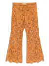 Zimmermann Womens Biscuit Coco Lace Flared Woven Trousers Xs