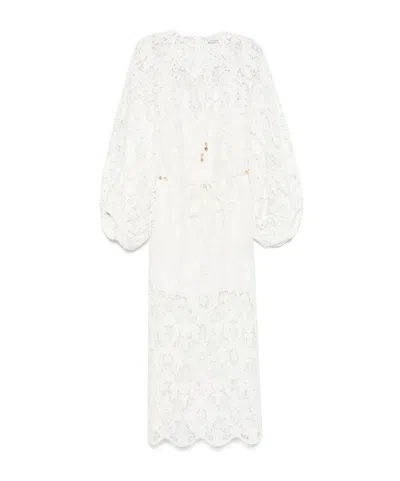 Zimmermann Coco Lace Midi Dress In White