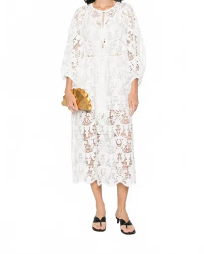 ZIMMERMANN COCO LACE MIDI DRESS IN IVORY
