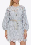 Zimmermann Ascension Lace Mini Dress W/ Belt In Multi