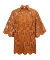 Zimmermann Coco Oversized Poplin-trimmed Guipure Lace Tunic In Orange