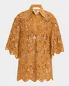 Zimmermann Womens Biscuit Coco Lace V-neck Woven Top Xs