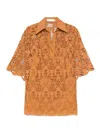 Zimmermann Coco Oversized Poplin-trimmed Guipure Lace Tunic In Orange
