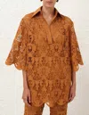 Zimmermann Coco Lace Tunic Top In Biscuit In Brown