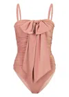 Zimmermann Coco Metallic Drape Bow One Piece Shell Pink In Pink