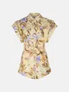 Zimmermann 'coco' One-piece Jumpsuit In Beige Linen With Multi Floral