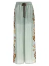 Zimmermann Relaxed Floral Print Wide Pants With Drawstring Waist In Green
