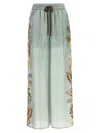 Zimmermann Relaxed Floral Print Wide Pants With Drawstring Waist In Green