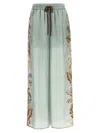 Zimmermann Relaxed Floral Print Wide Pants With Drawstring Waist In Green