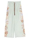 Zimmermann Sage Multi Floral Silk Habotai Coco Trousers In Silver