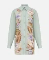 Zimmermann Womens Sage Multi Floral Coco Floral Silk Shirt Xs In Green