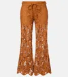 Zimmermann Womens Biscuit Coco Lace Flared Woven Trousers Xs