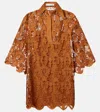 Zimmermann Coco Oversized Poplin-trimmed Guipure Lace Tunic In Orange
