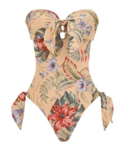 Zimmermann Coco Scarf Tie One-piece Swimsuit In Multi