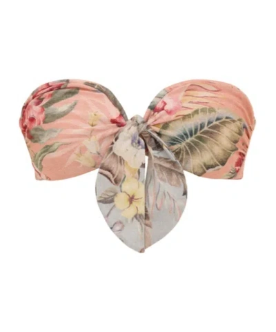 Zimmermann Womens Pink Multi Floral Coco Scarf-tie Bikini Top Xs