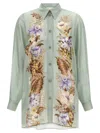 Zimmermann Floral Silk Shirt Featuring Buttoned Cuffs In Green