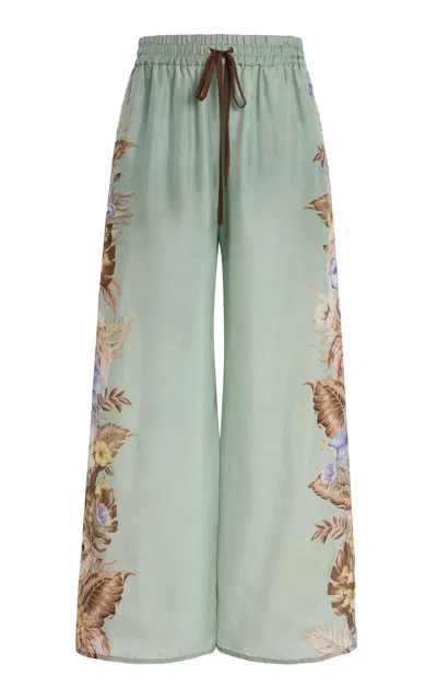 ZIMMERMANN COCO SILK ORGANZA WIDE-LEG PANTS