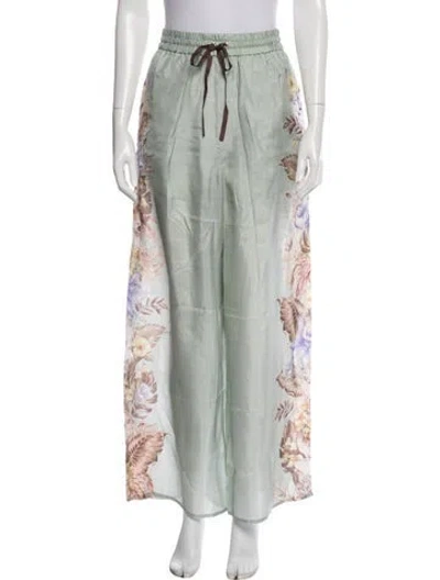 Pre-owned Zimmermann Coco Silk Pajamas In Green