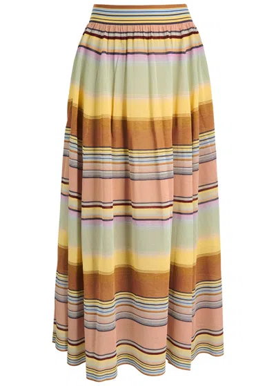 Zimmermann Coco Stripe Circle Fine-knit Maxi Skirt