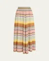 Zimmermann Coco Stripe Circle Fine-knit Maxi Skirt In Multi