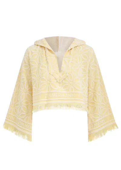 Zimmermann Coco Towelling Hooded Top In Yellow