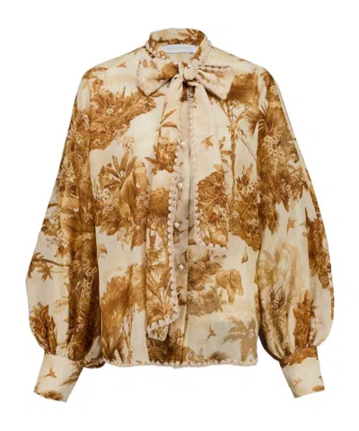 Zimmermann Collared Shirt In Brown