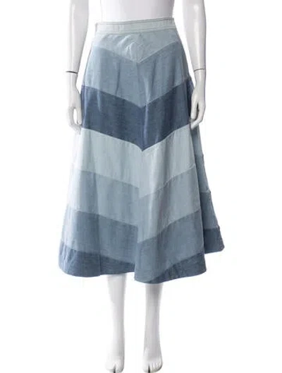Pre-owned Zimmermann Colorblock Pattern Long Skirt In Blue