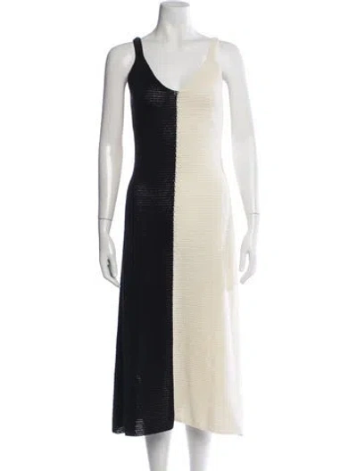 Pre-owned Zimmermann Colorblock Pattern Midi Length Dress In Black