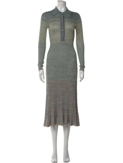 Pre-owned Zimmermann Colorblock Pattern Midi Length Dress In Green