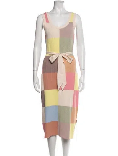 Pre-owned Zimmermann Colorblock Pattern Midi Length Dress In Pink